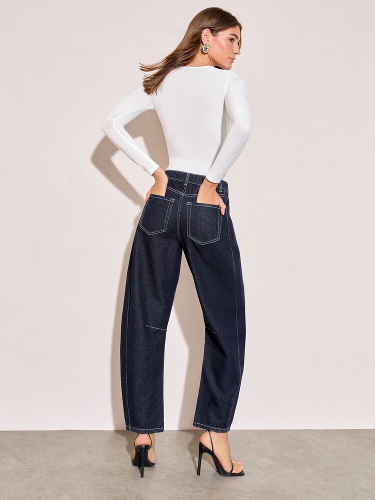 Friends Like These Rinse Blue Petite Denim Barrel Jeans - Image 2 of 5