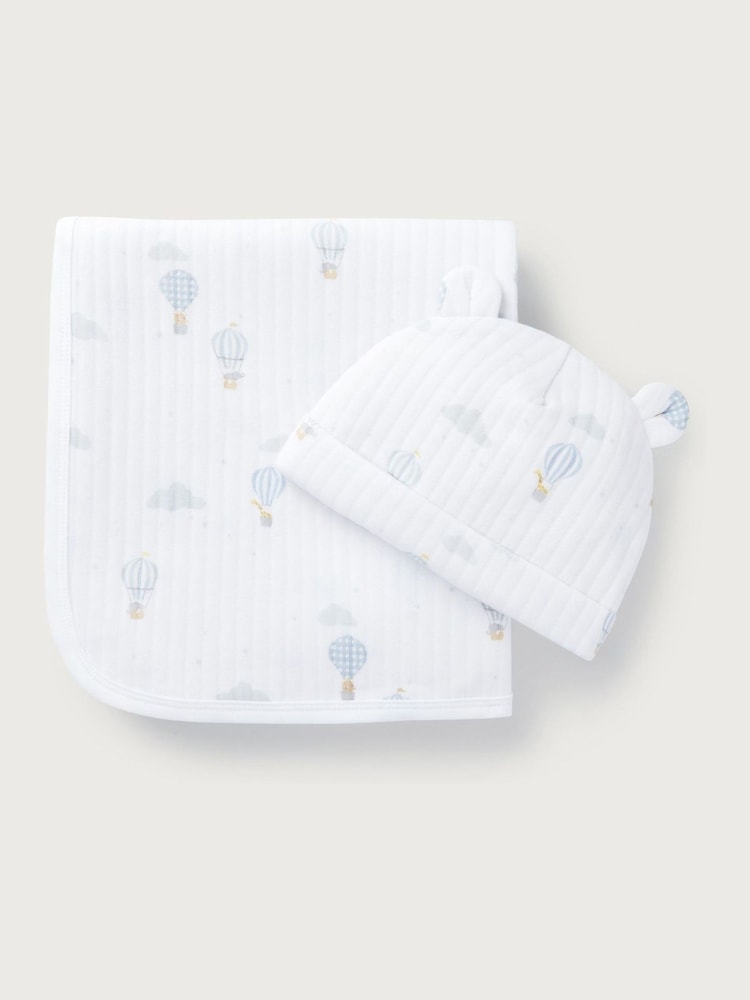 The White Company Cotton Up In The Air White Blanket and Hat Set - Image 1 of 1