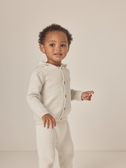 The White Company Grey 100% Cotton Bunny Hooded Cardigan - Slika 1 iz 6