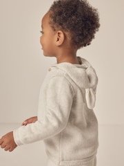 The White Company Grey 100% Cotton Bunny Hooded Cardigan - Slika 3 iz 6