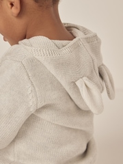 The White Company Grey 100% Cotton Bunny Hooded Cardigan - Slika 4 iz 6