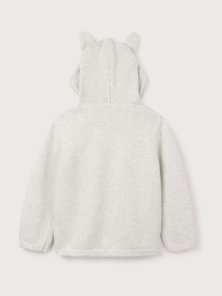 The White Company Grey 100% Cotton Bunny Hooded Cardigan - Slika 6 iz 6
