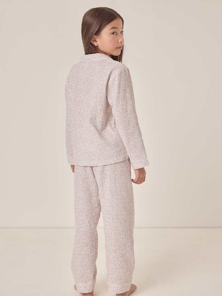 The White Company Natural 100% Cotton Relaxed Double Heart Vine Traditional Fit Pyjamas - صورة 2 من 5