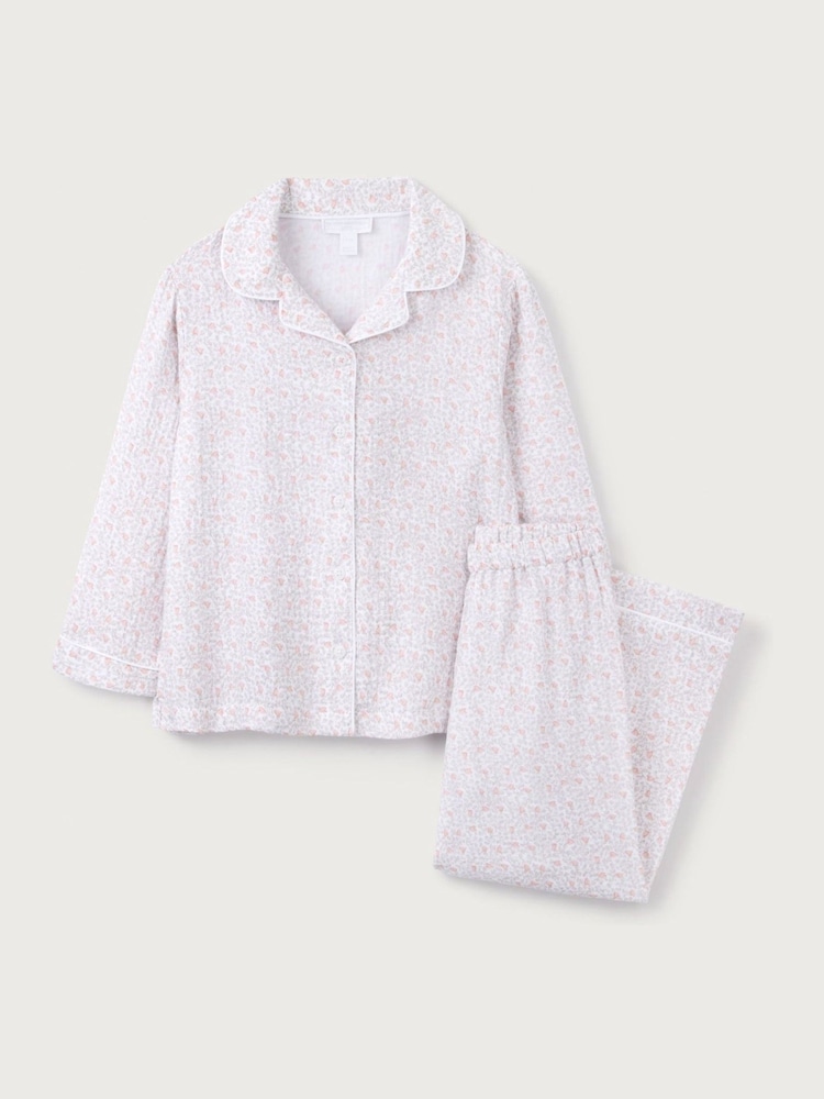 The White Company Natural 100% Cotton Relaxed Double Heart Vine Traditional Fit Pyjamas - Image 4 of 5