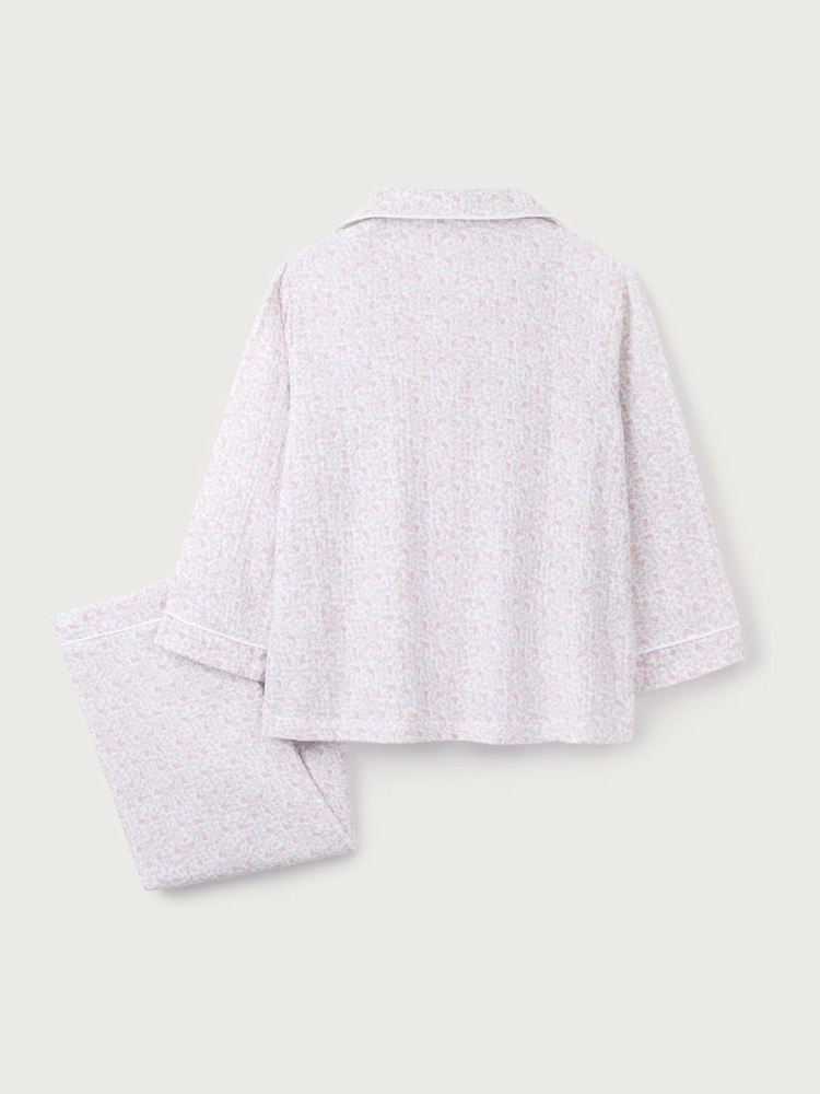 The White Company Natural 100% Cotton Relaxed Double Heart Vine Traditional Fit Pyjamas - صورة 5 من 5