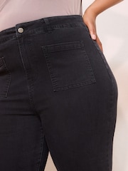 Friends Like These Black Curve Millie Mackintosh High Waist Pocket Flare Jeans - Image 3 of 5