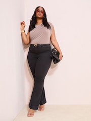 Friends Like These Black Curve Millie Mackintosh High Waist Pocket Flare Jeans - Image 4 of 5