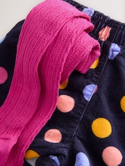 Rainbow Polka Dot Corduroy Shorts and Tights Set (3mths-7yrs) - Image 9 of 10