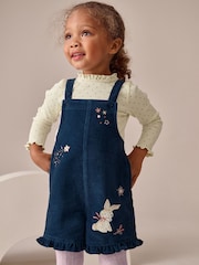 Marineblau - Bunny Corduroy Dungarees Top and Tights Set (3mths-7yrs) - Bild 1 von 12