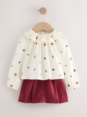 Red Skort Embellished Blouse and Tights Set (3mths-7yrs) - Image 6 of 10