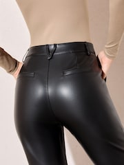 Friends Like These Black Faux Leather Straigh Leg Trousers - Image 3 of 5