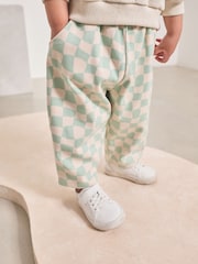 Mint Green Checkerboard Textured Barrel Leg Trousers (3mths-7yrs) - Image 1 of 8