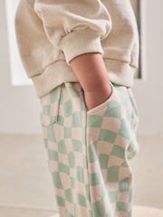 Mint Green Checkerboard Textured Barrel Leg Trousers (3mths-7yrs) - Image 4 of 8