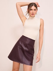 Friends Like These Burgundy Red Faux Leather Mini Skirt - Image 1 of 4