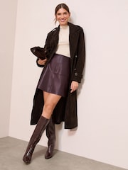 Friends Like These Burgundy Red Faux Leather Mini Skirt - Image 3 of 4