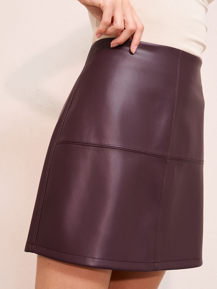 Friends Like These Burgundy Red Faux Leather Mini Skirt - Image 4 of 4