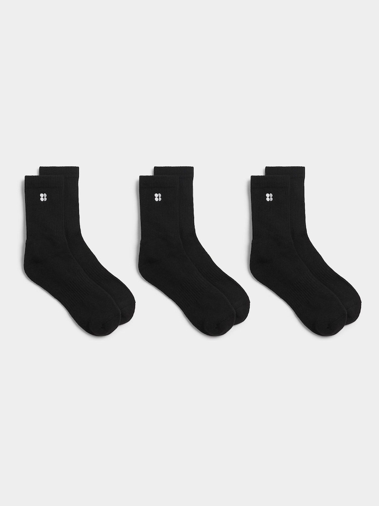 Sweaty Betty Black Essentials Crew Socks 3 Pack - Image 1 of 3