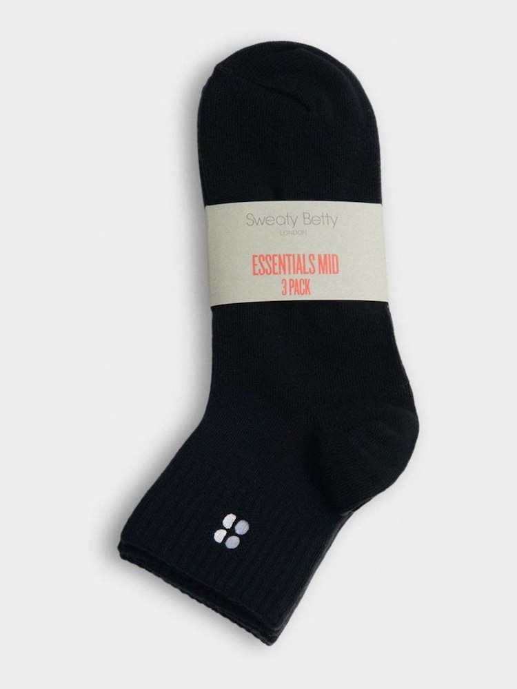 Sweaty Betty Black Essentials Crew Socks 3 Pack - Image 2 of 3