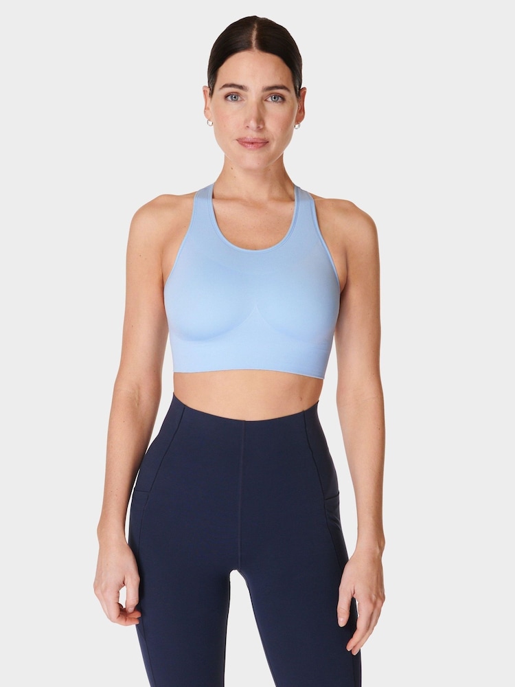 Sweaty Betty Blue Breeze Stamina Seamless Sports Bra - Image 1 of 4 Sweaty Betty Blue Breeze Stamina Seamless Sports Bra - Image 1 of 4