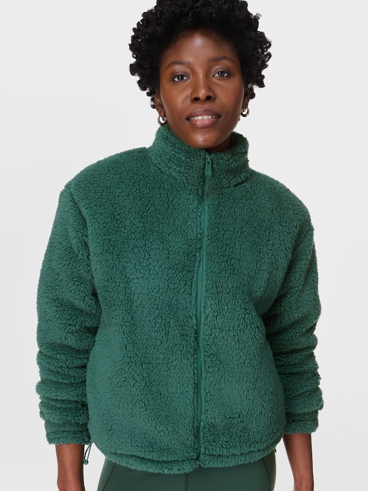 Sweaty Betty Green Black Canyon Fleece Zip-Up Sweatshirt - Image 1 of 7