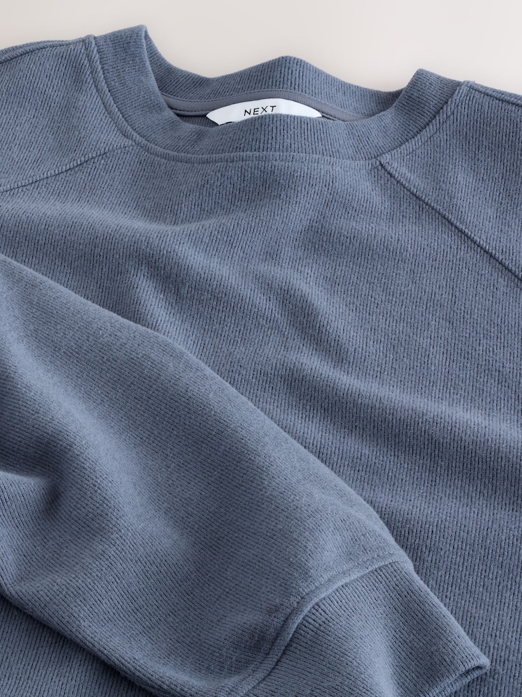 Teal Blue Cosy Soft Needle Crew Neck Long Sleeve Sweatshirt - Image 2 of 3