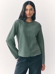 Teal Blue Cosy Soft Touch Rib Crew Neck Jumper - Image 1 of 8