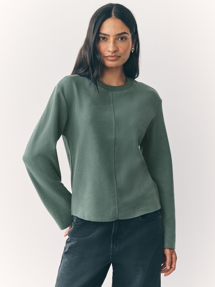 Teal Blue Cosy Soft Touch Rib Crew Neck Jumper - Image 1 of 8