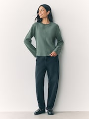 Teal Blue Cosy Soft Touch Rib Crew Neck Jumper - Image 2 of 8