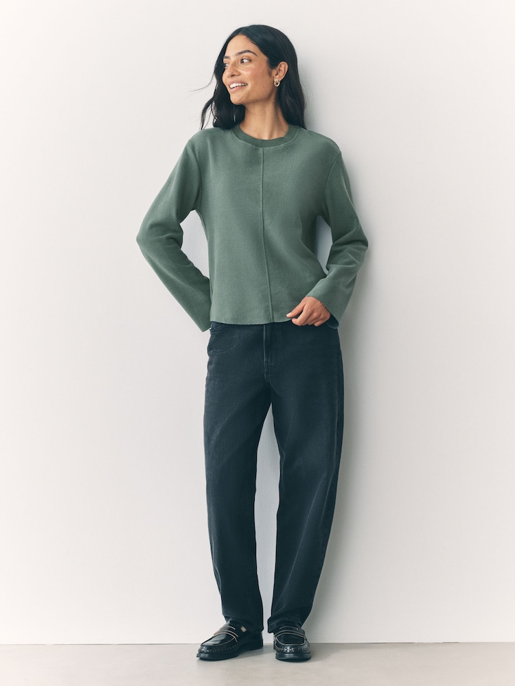 Teal Blue Cosy Soft Touch Rib Crew Neck Jumper - Image 2 of 8