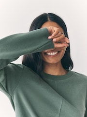 Teal Blue Cosy Soft Touch Rib Crew Neck Jumper - Image 5 of 8