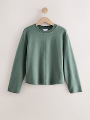 Teal Blue Cosy Soft Touch Rib Crew Neck Jumper - Image 6 of 8