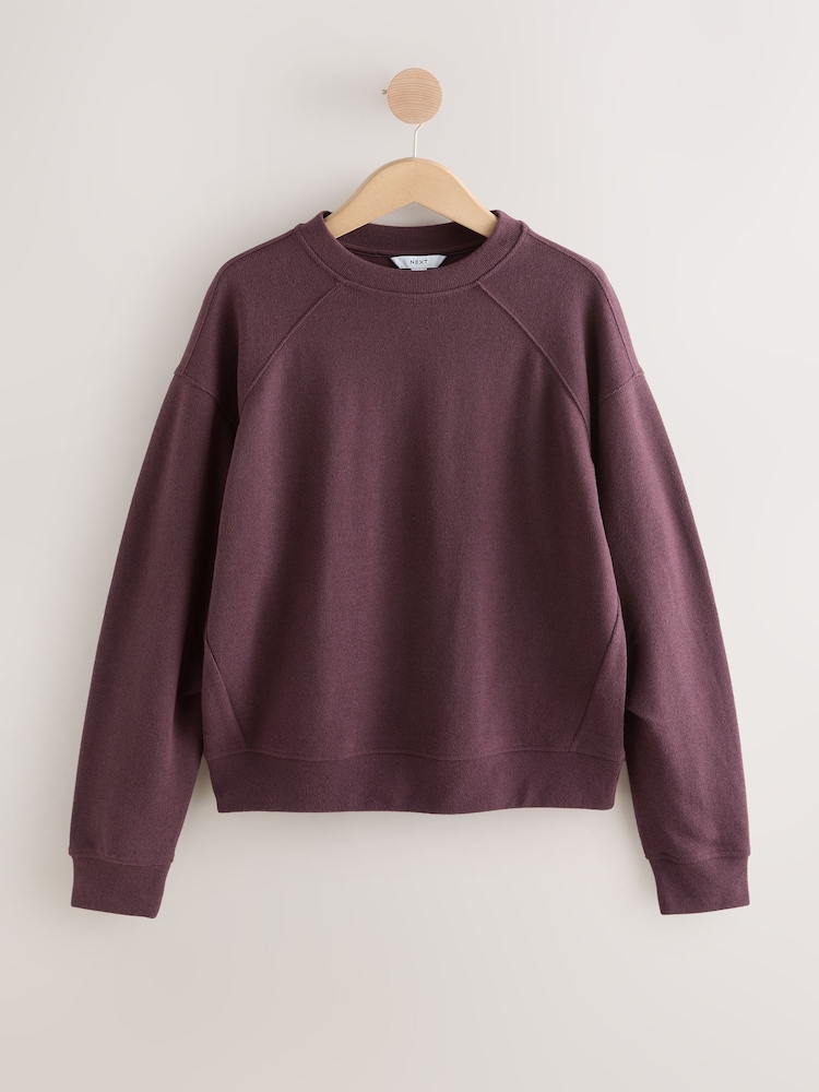 Chocolate Brown Cosy Soft Needle Crew Neck Long Sleeve Sweatshirt - Image 1 of 3