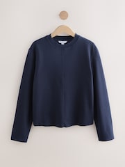 Dark Navy Blue Cosy Soft Touch Rib Crew Neck Jumper - Image 1 of 3