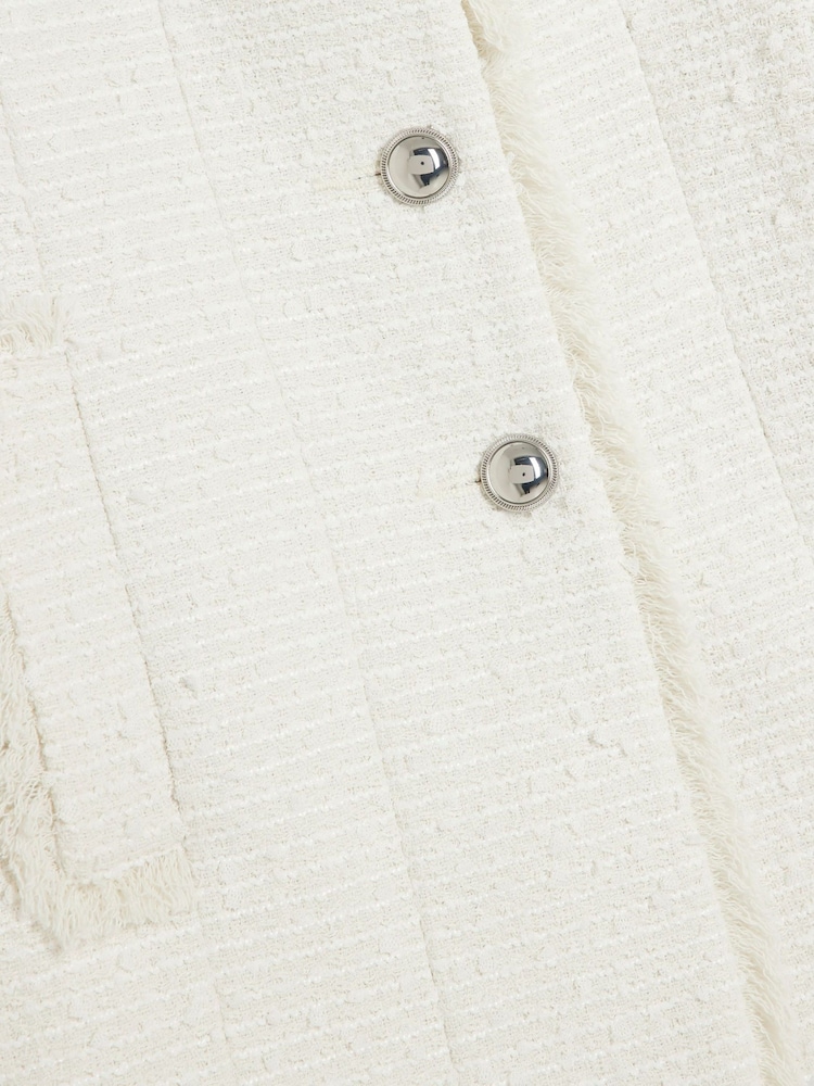 River Island Cream Collarless Boucle Jacket - Image 6 of 6