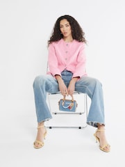 River Island Pink Collarless Boucle Jacket - Image 2 of 4