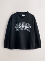 Baker by Ted Baker Black V-Neck Graphic T-Shirt - Image 1 of 5