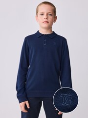 Baker by Ted Baker Knitted Navy Polo Shirt - Image 1 of 12