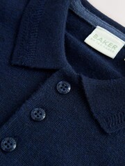 Baker by Ted Baker Knitted Navy Polo Shirt - Image 10 of 12
