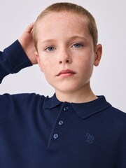 Baker by Ted Baker Knitted Navy Polo Shirt - Image 6 of 12