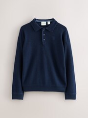 Baker by Ted Baker Knitted Navy Polo Shirt - Image 7 of 12