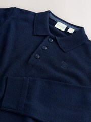 Baker by Ted Baker Knitted Navy Polo Shirt - Image 9 of 12