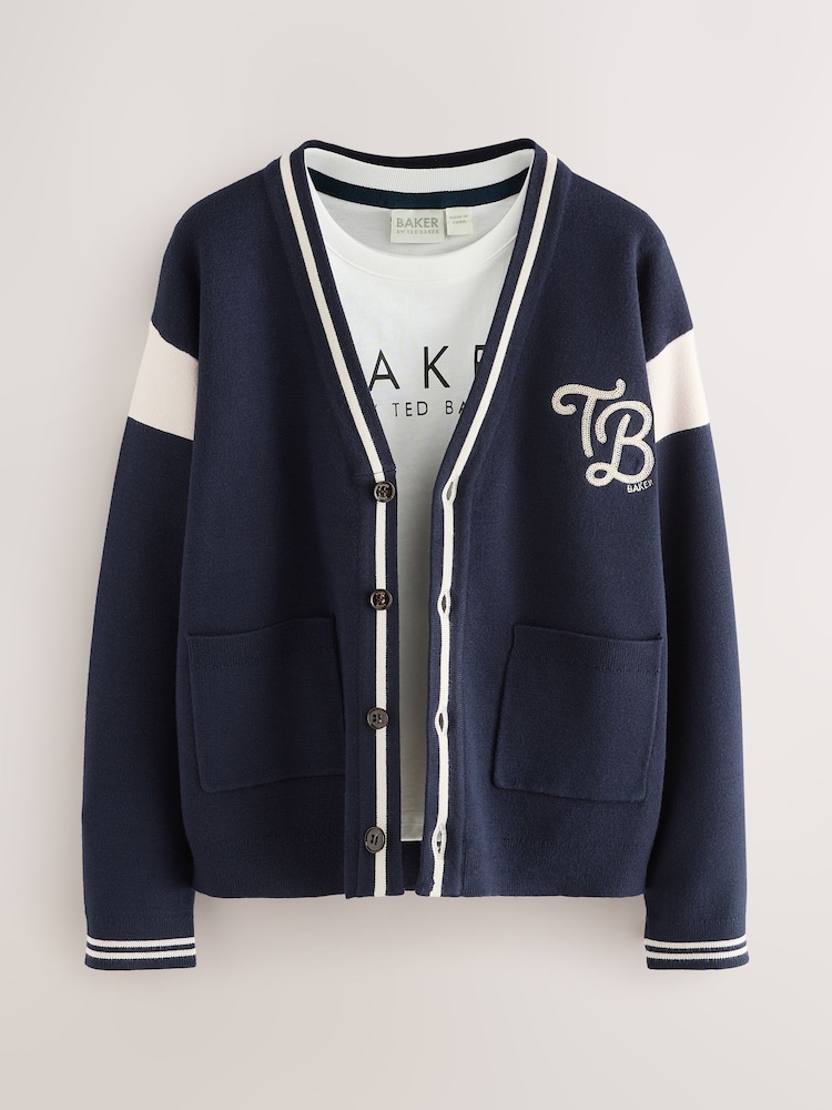 Baker by Ted Baker Blue Knitted Cardigan and T-Shirt Set - Image 1 of 7