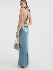 River Island Blue Halter Slip Maxi Dress - Image 2 of 4