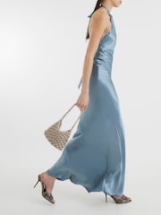 River Island Blue Halter Slip Maxi Dress - Image 3 of 4