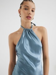 River Island Blue Halter Slip Maxi Dress - Image 4 of 4