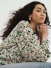 River Island Black Floral Print Crew Neck Blouse - Image 3 of 6