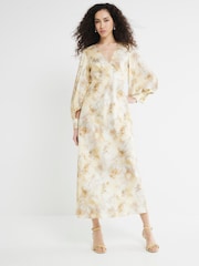 River Island Yellow Floral Print Occasion Maxi Dress - Image 1 of 6