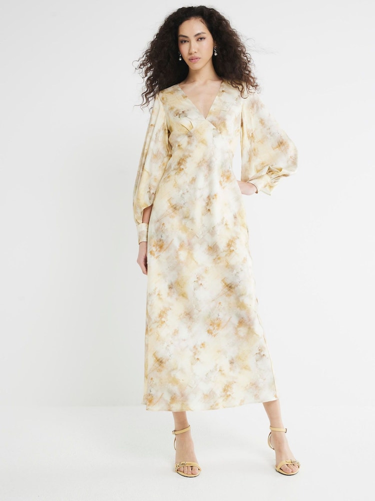 River Island Yellow Floral Print Occasion Maxi Dress - Image 1 of 6