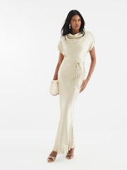 River Island Gold Cowl Neck Maxi Dress - Image 1 of 4