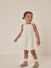 The White Company 100%  Cotton Broderie Detail Swing White Dress - Image 1 of 6